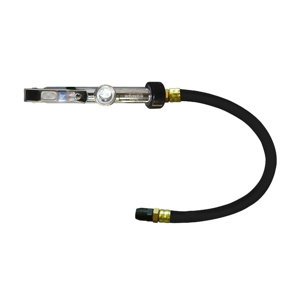 Interstate Pneumatics Bubble Wndw Inflator 10-120 PSI w/ 12" Black Steel Braided Hose Whipend & Straight-In Tapered Chuck TF9146W - main